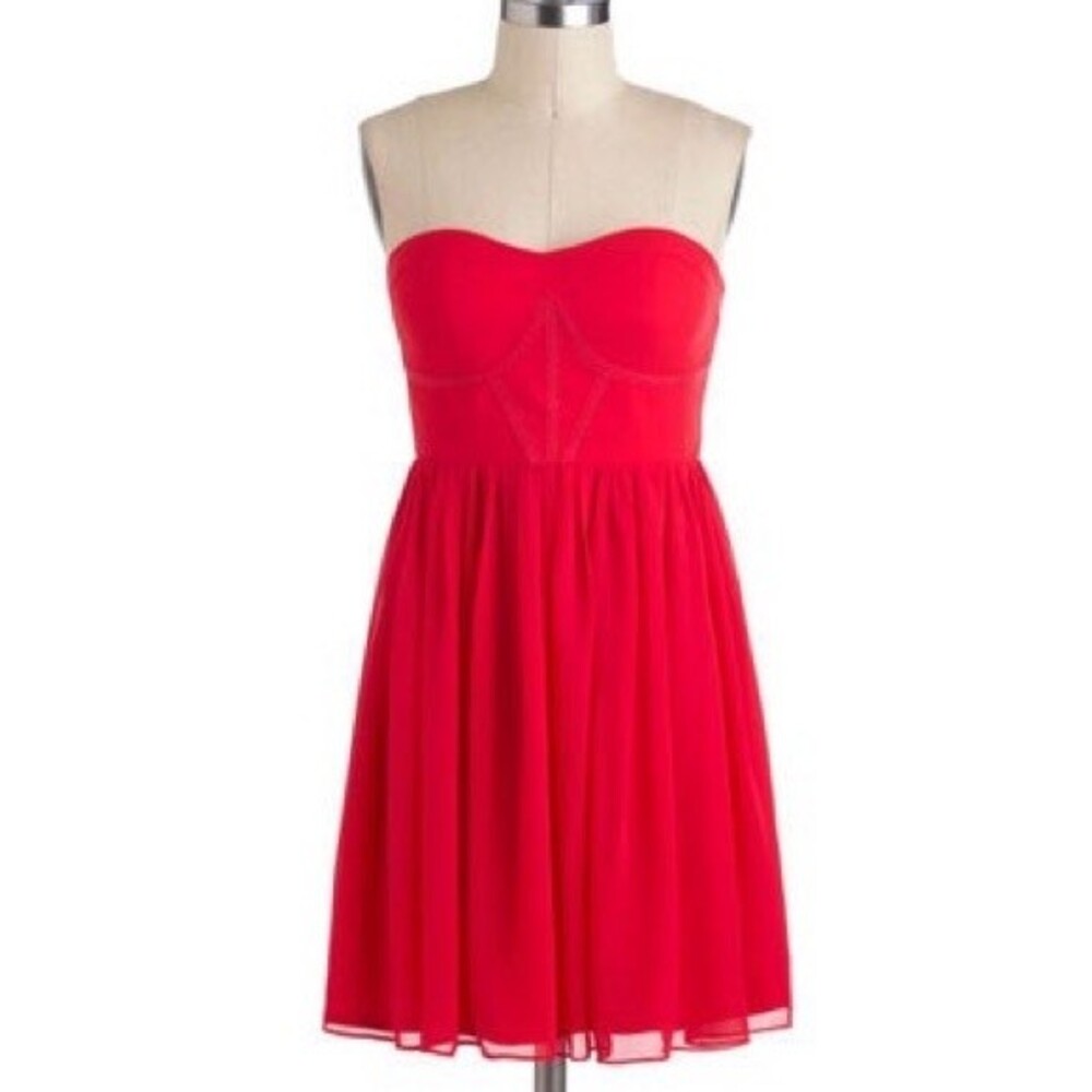 BCBGMaxAzria Rich Pink Coral Strapless Mini Cocktail Dress